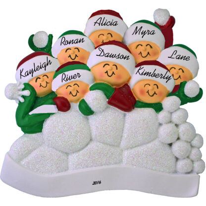 snowball fight ornament 8 people personalized christmas ornament