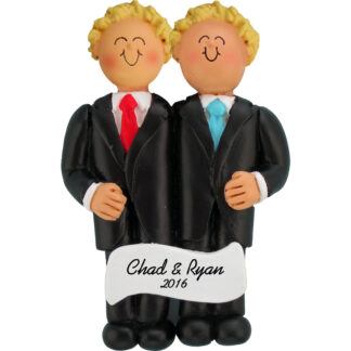 same sex wedding both blonde ornament personalized christmas ornament