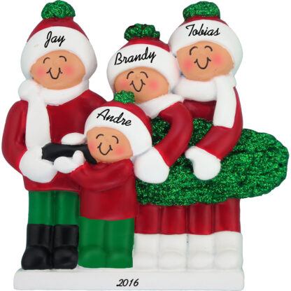 family of four christmas tree personalized christmas ornament