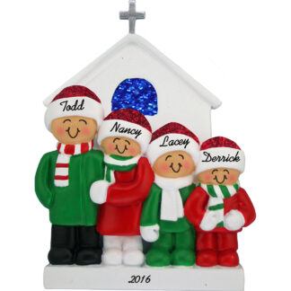 church family of four personalized christmas ornament