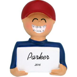 American Boy with Braces personalized christmas ornament