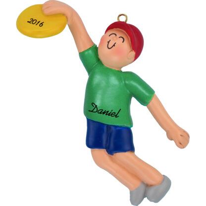 frisbee boy personalized christmas ornament