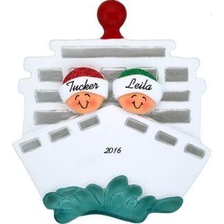 Cruise ship for two personalized christmas ornament