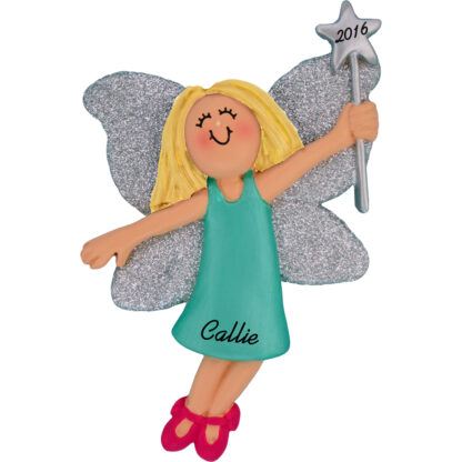 fairy female blonde personalized christmas ornament