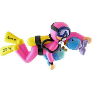 customized scuba diver christmas ornament