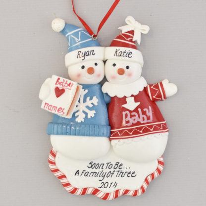 custom christmas ornament with two snowmen