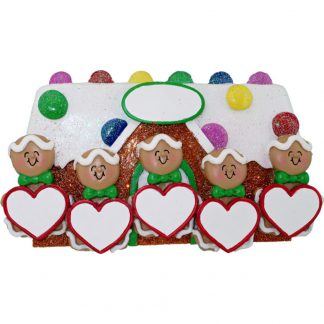 Gingerbread Family of 5 handmade personalized ornament