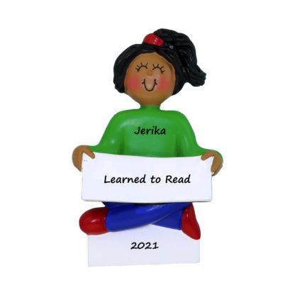 african american girl learned to read ornament