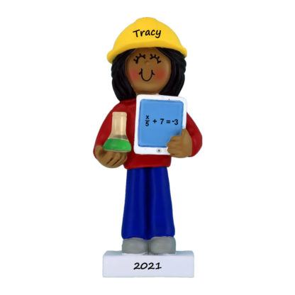 STEM learner personalized african american girl xmas ornament