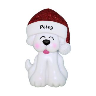 white dog personalized xmas ornament