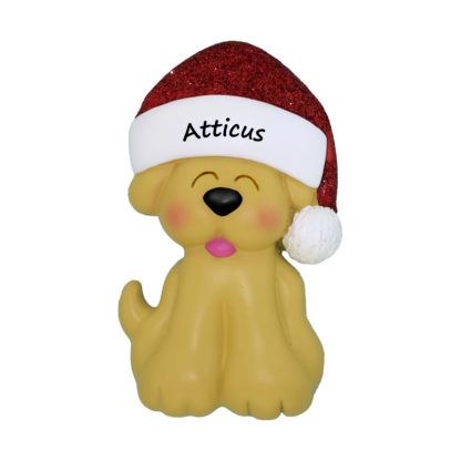 yellow dog xmas ornament personalized